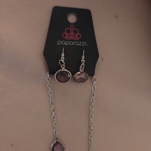 Paparazzi Silver Earrings with Purple Accents